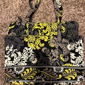 Vera Bradley Black, Yellow, and Gray Floral Tote